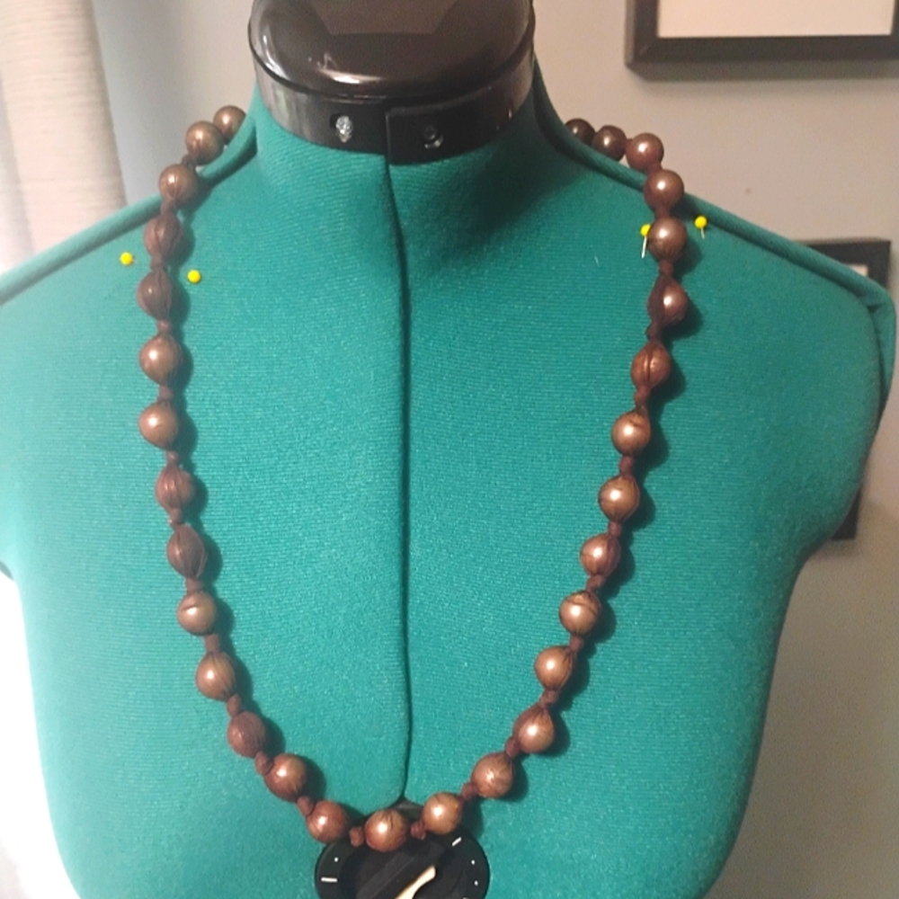 Hand Knotted Gauze Wrapped Adjustable Pearl Necklace